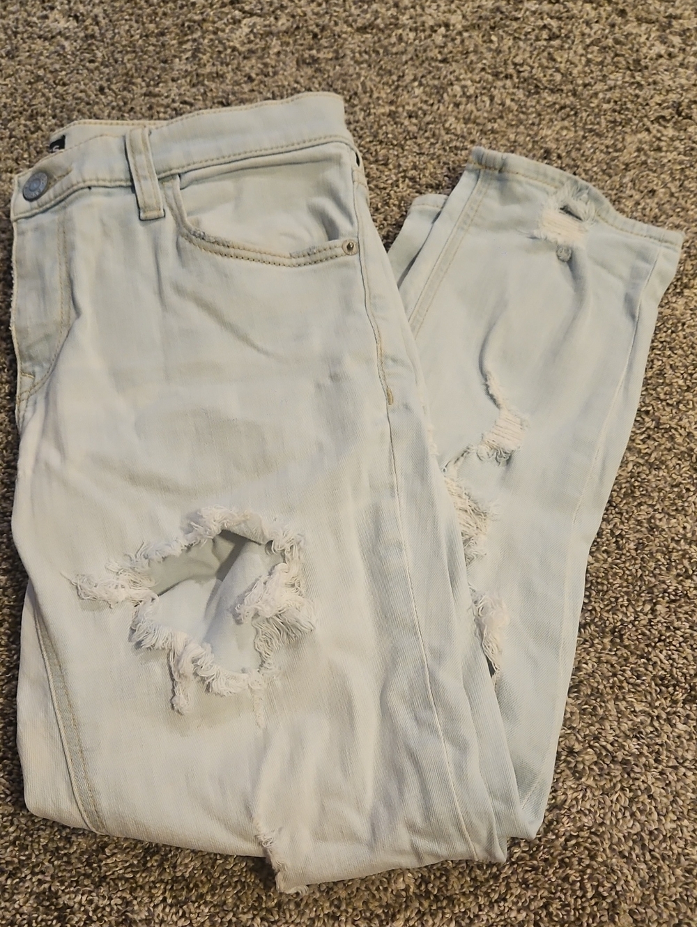 Express Light Denim Distressed Girlfriend Mid Rise; Size 2. Runs Big